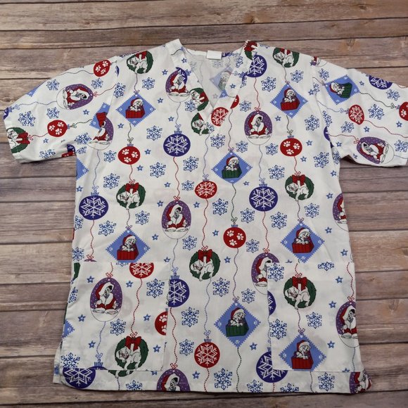 Disney 101 Dalmatians XS Christmas Scrub Top - Picture 2 of 7